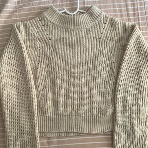 Kendall + Kylie Cropped Nude Sweater